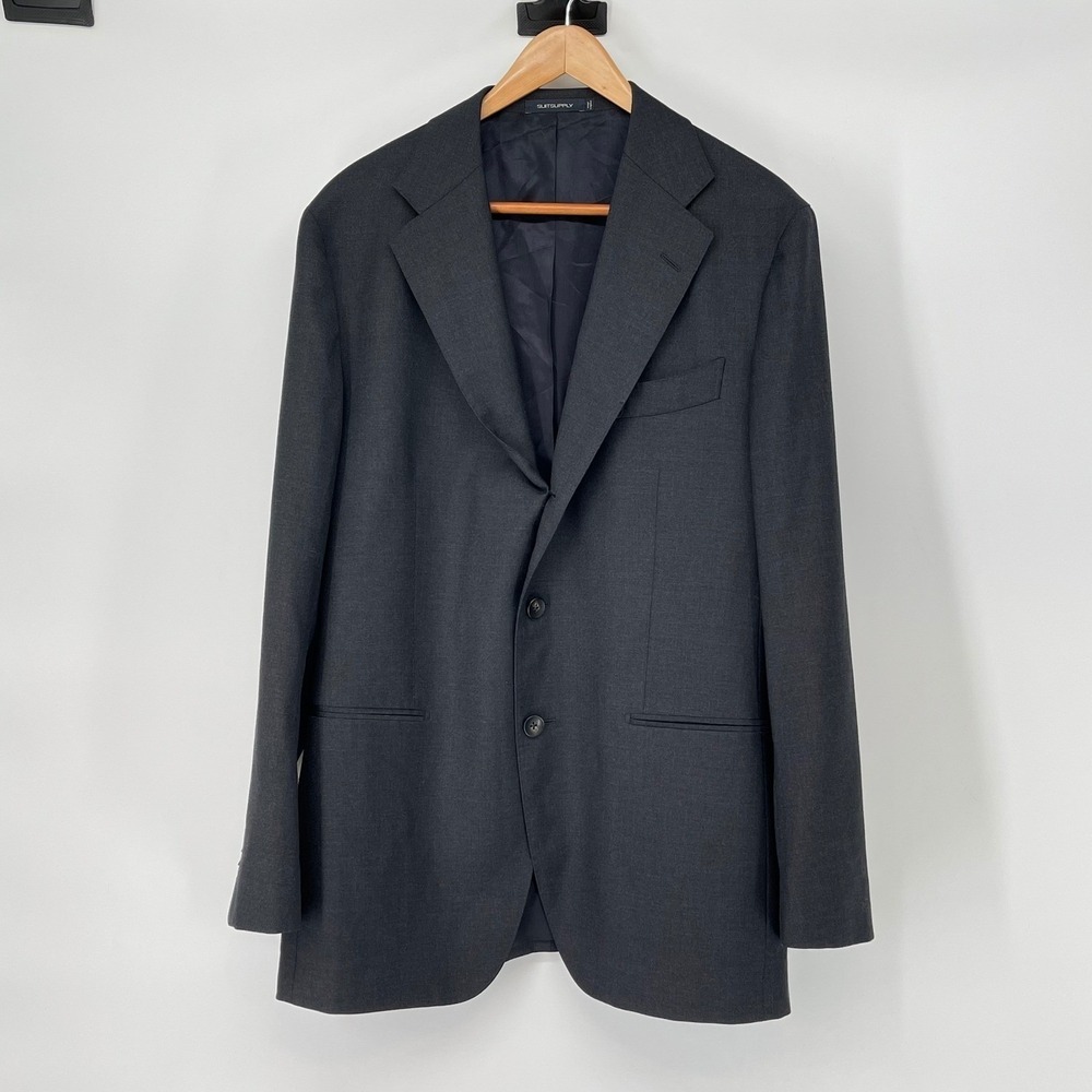 Suitsupply Pure Wool Gray Havana Jetted A Slim Fit Blazer Jacket 42R Career Work